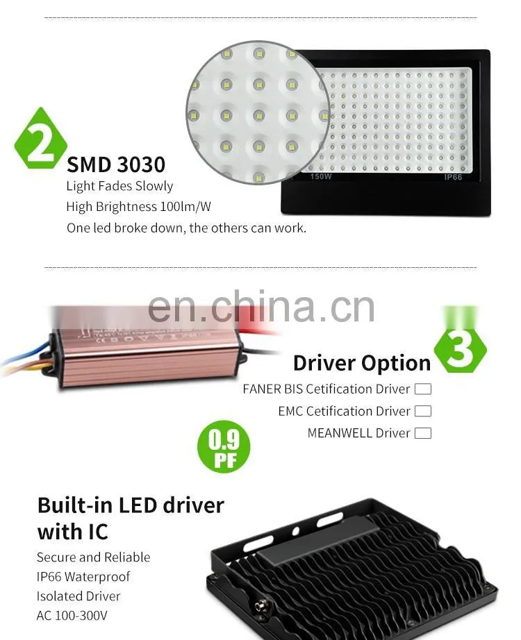 High quality high brightness energy saving outdoor 30w 50w 100w 150w led flood light