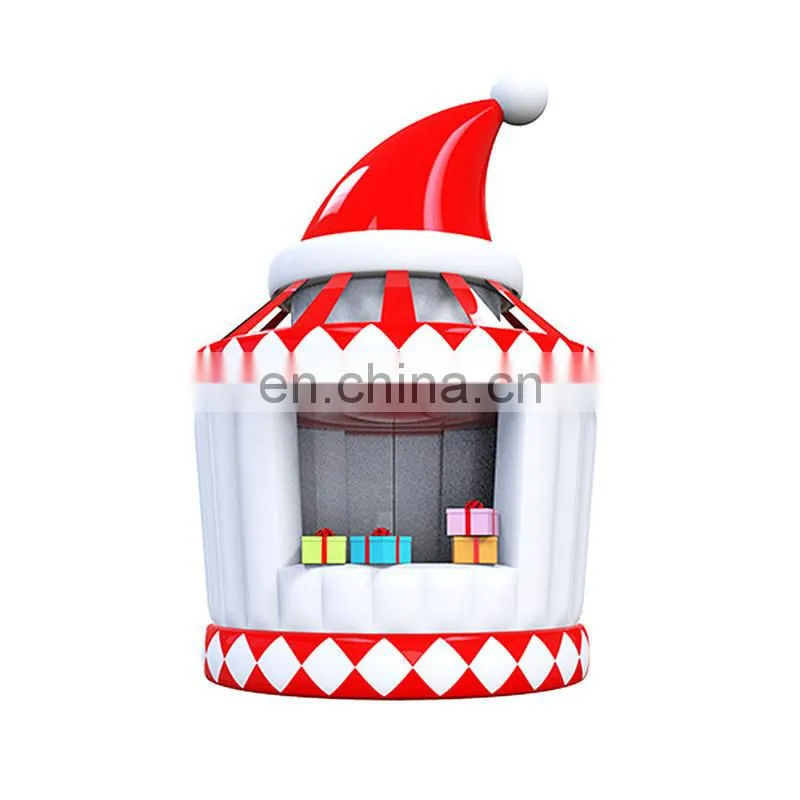 Beautiful Christmas Theme Inflatable Christmas Hat Kiosk For Festival Events