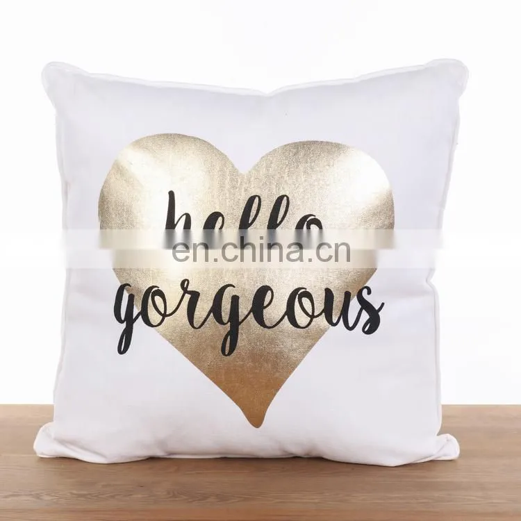 Custom Promotion high quality gold stamping love pattern printed Decorative sofa cushion covers for home decor