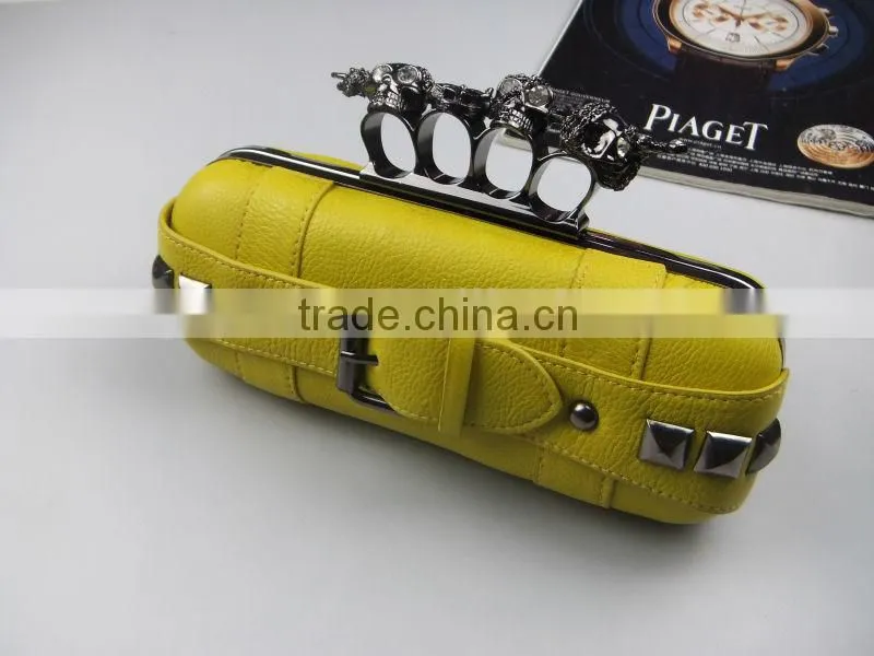 Four Finger Skull Knuckle Ring Bling Clutch Evening Bags PU Clutch Bag With Top Quality
