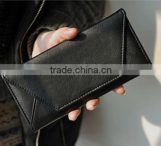 Handmade Classical Retro Style women leather wallet purse long Clutch bag Handbag coins/cards holder black
