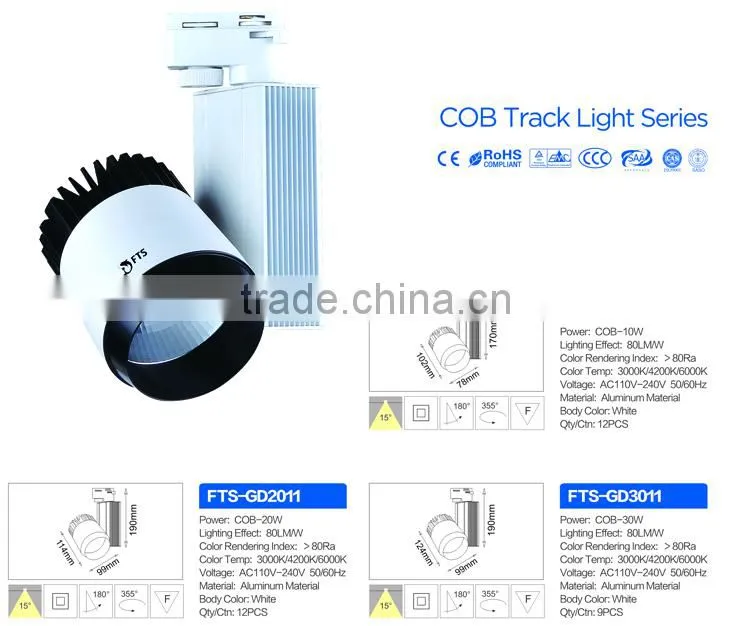 New Style COB LED Track Lights 30w,white&black housing LED Track Light