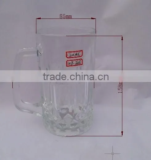 0.5L clear glass beer mug with handle