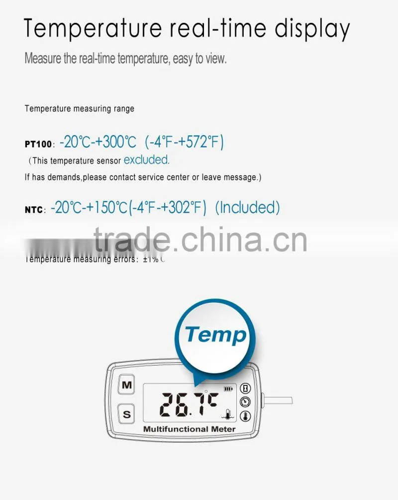 Large LCD Temperature meter Tachometer
