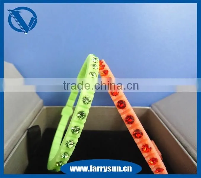 Silicone diamond bracelet rubber wristband customized jewelry band