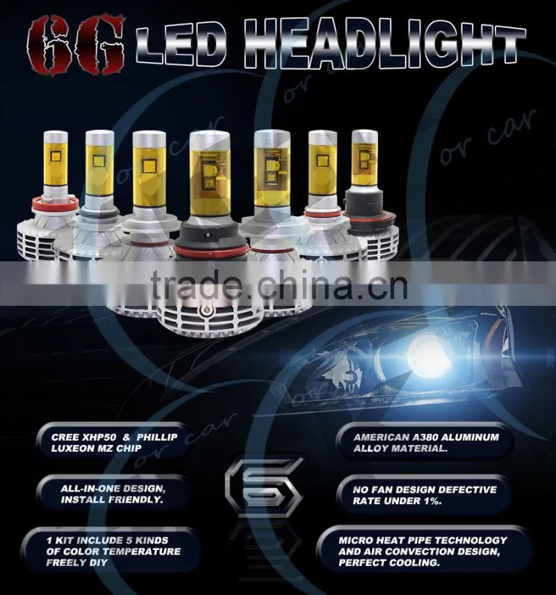 2015 G6 led headlight high power 25w car driving lamp bulb H8 with cr-ee chips