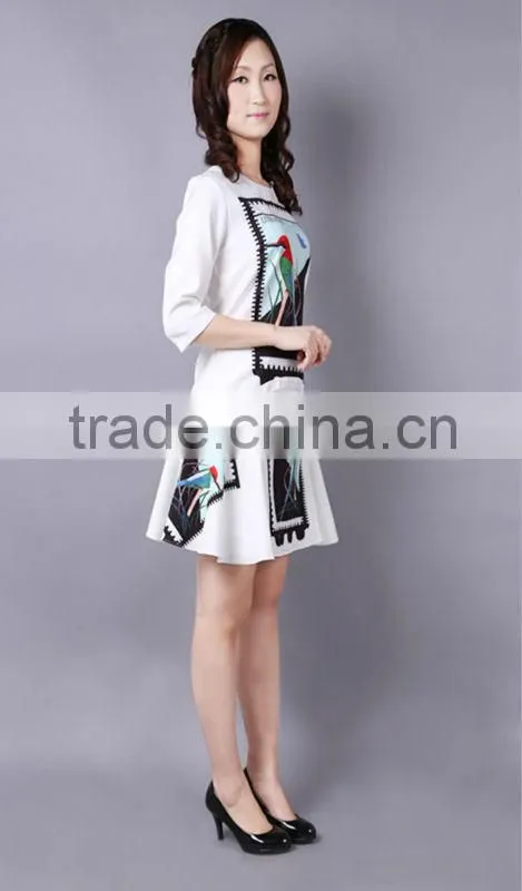 2014 Fashion stamp sharped embroidered irregular TOP & skirt (STOCK)