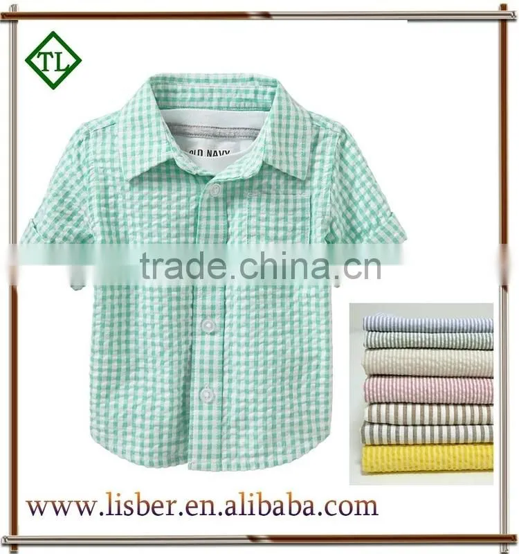 100% cotton 125gsm seersucker shirting fabric