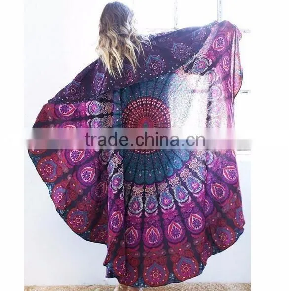 Foldable Indian Mandala Round Hippe Boho Cotton Wall Tapestry Tablecloth Throw Mat For Yoga Towel Beach Blanket