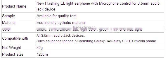 Hot selling New flashing LED earphone with microphone