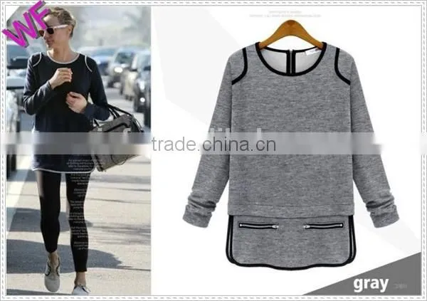 Sexy Hot! High Quality 2015 Blouses Women Long Sleeve Sexy T Shirt Dress Blue Gray Blouse Shirts Female Blouse
