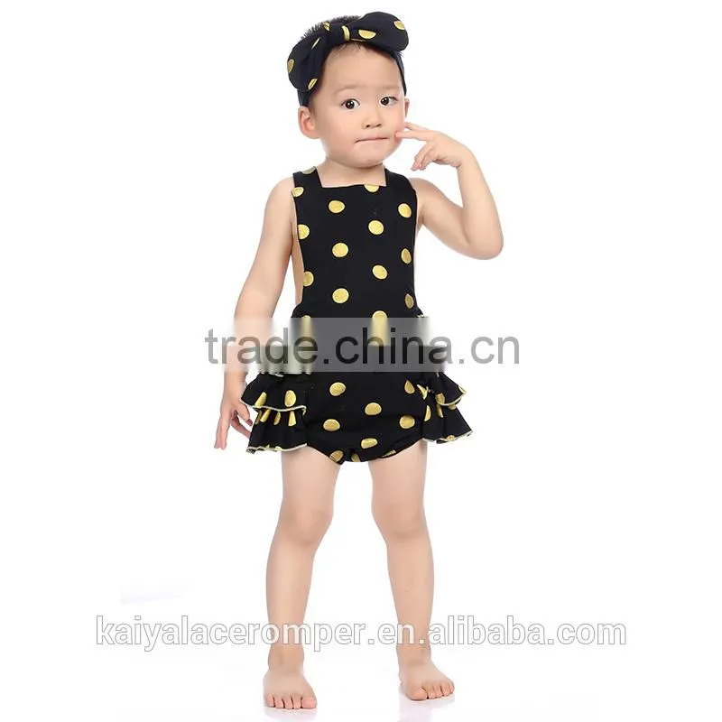 cute pink girls gold polka dot baby clothes bubble bodysuit baby romper