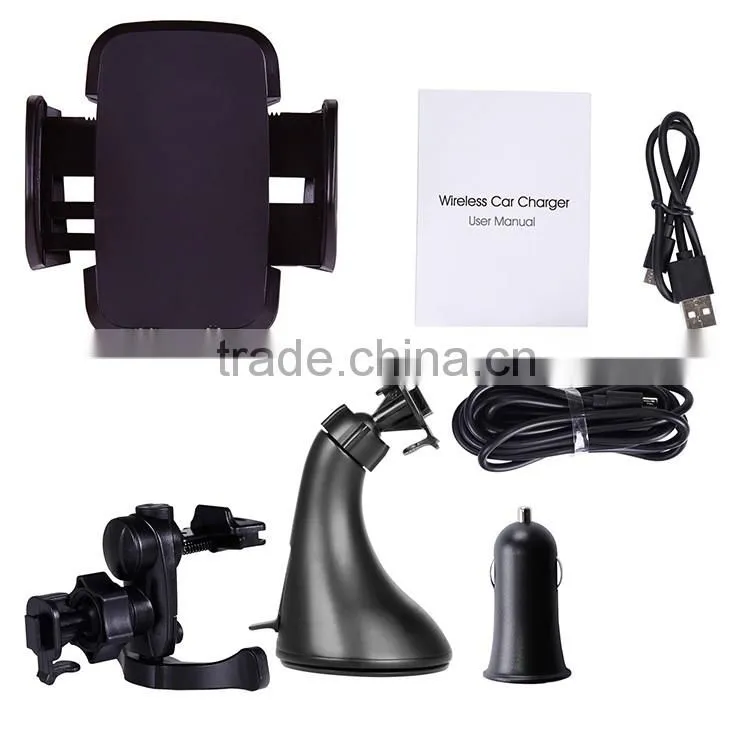 3 coils wireless car charger big wireless charger area for universal smart phone