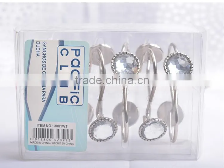 factory direct sale high quality metal shower curtain hooks / Polished Chrome Metal bathroom shower curtain hooks/curtain hooks