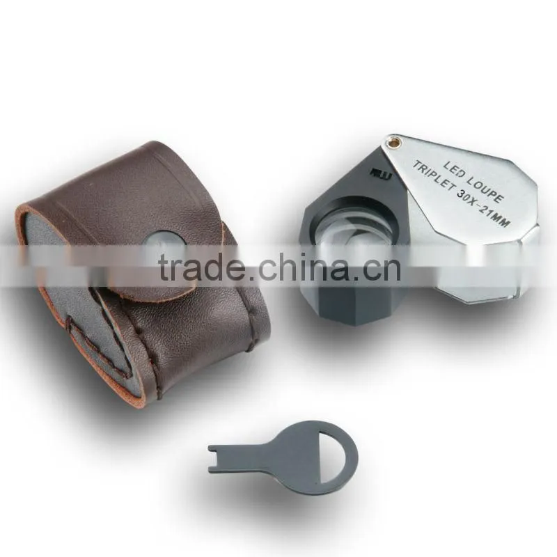 30x Magnification Triplet Lens with 6 Built-in LED Light 21mm Jeweler Loupe