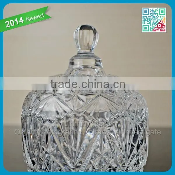 Gift Color Box Glass Candy Jar Best Seller Crystal Clear Glass Sugar Jar with Lids