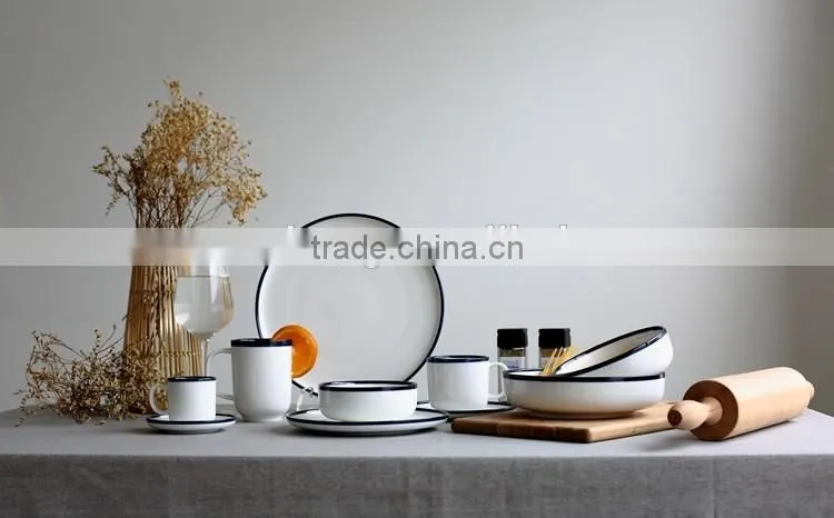 ceramic Espresso coffee cup set with bule rim
