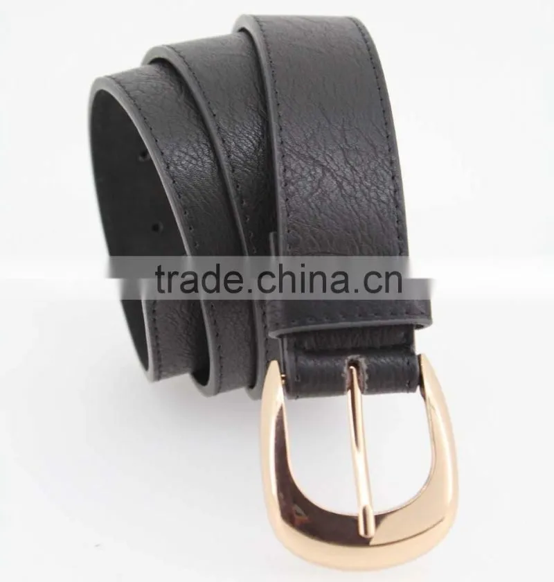 30Mm Women's fashion belt with White leather & Gold Buckle in chinese factory