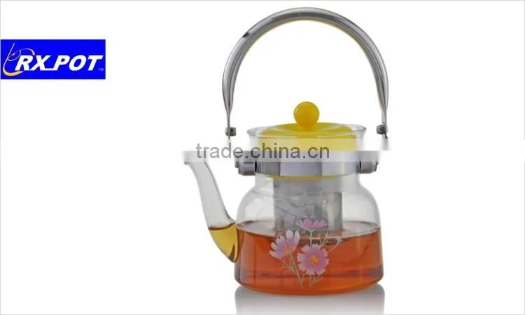 Creative Life Series - Glass Tea Pot + Tea Infuser Strainer ,Lead-free Heat-resistant Borosilicate Glass 600B/1400B/2000B
