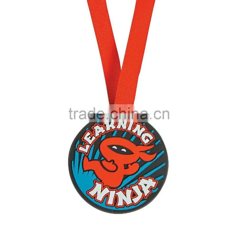 2" Diameter Olympic Style High Quality Custom Cheap Plastic Silver Prize Medals with Nylon Ribbon Necklace for Second Winner