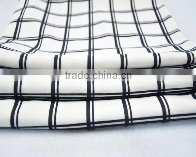 Jiufan Textile Soft Check Poly Spun Single Jersey Printed Ponte Roma Knit Fabric