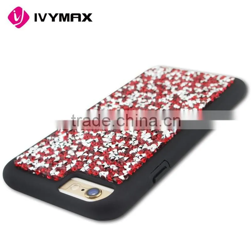 IVYMAX Red Mini Crystals Rhinestones Desire Candy Skin Cover with Soft TPU Frame For Iphone 6s phone case