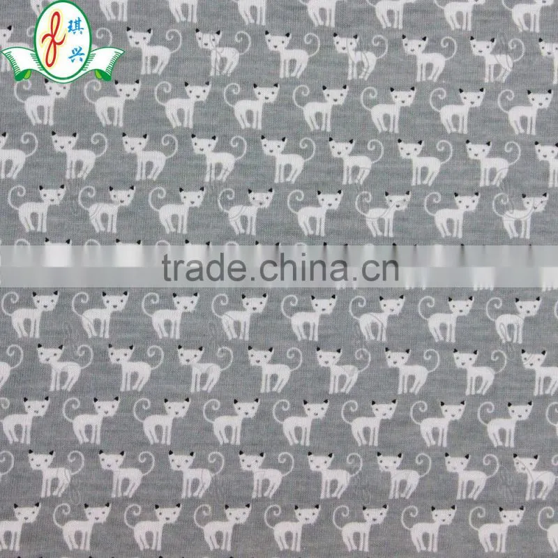 CUTE CAT printing knitted fabric for garment fabric