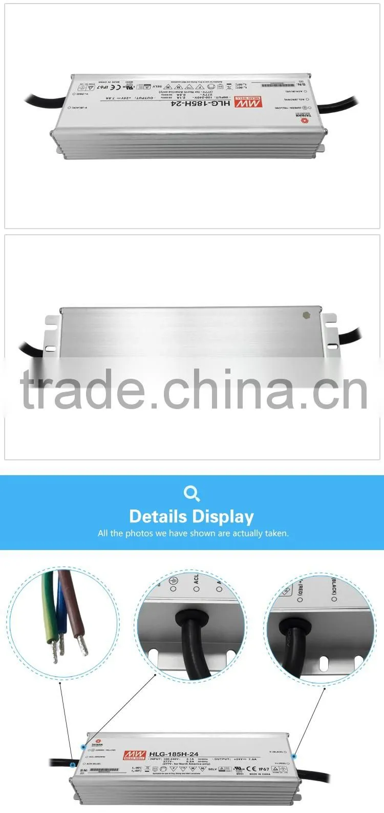 Meanwell 185W 24V Single Output LED driver /24V Switching Power Supply/waterproof power supply/constant voltage switching power