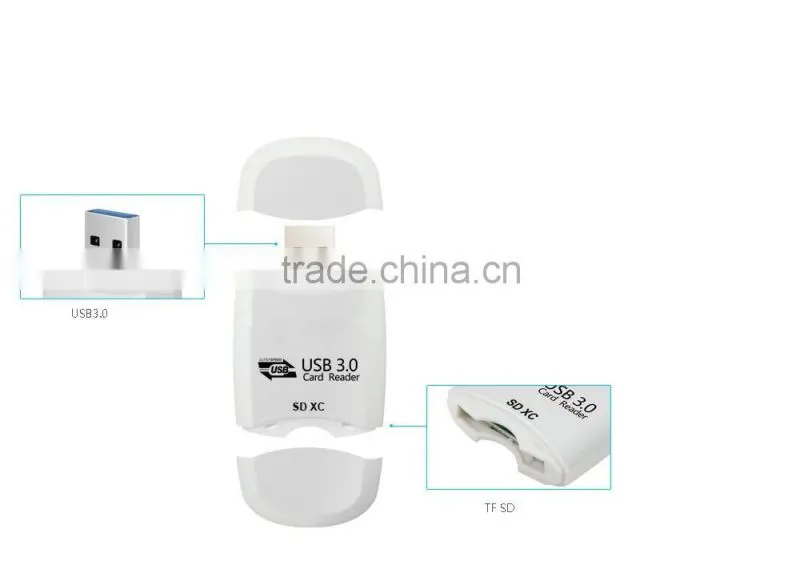 USB 3.0 2 Slots Supports SD,TF,Micro SD Card Reader Writer