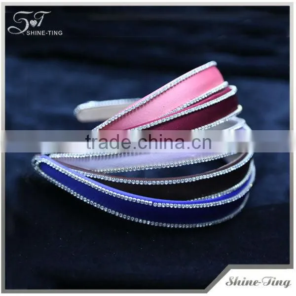 YIWU Girls' Funky Wide Head Hair Hoop,Hair Jewelry,Wide Satin Hair Hoops with Rhinestine Decorate Hairband-Headbands Supply