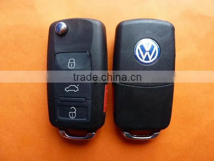 VW 3+1 button remote key blank & key shell with panic button