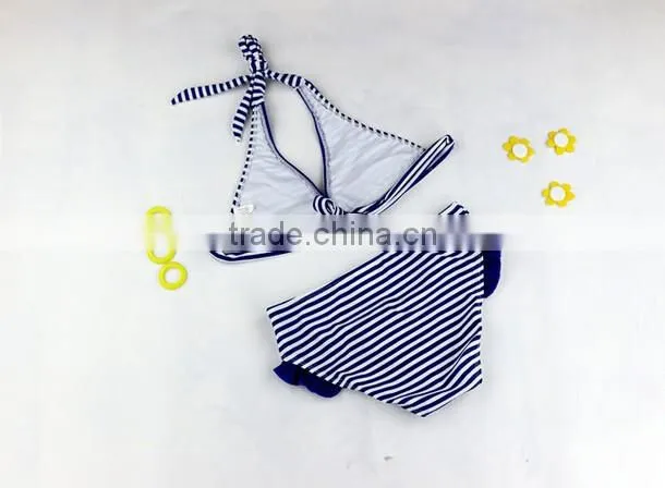 2016 Brand Baby Blue Strings Girls Swimsuit Print Bikini