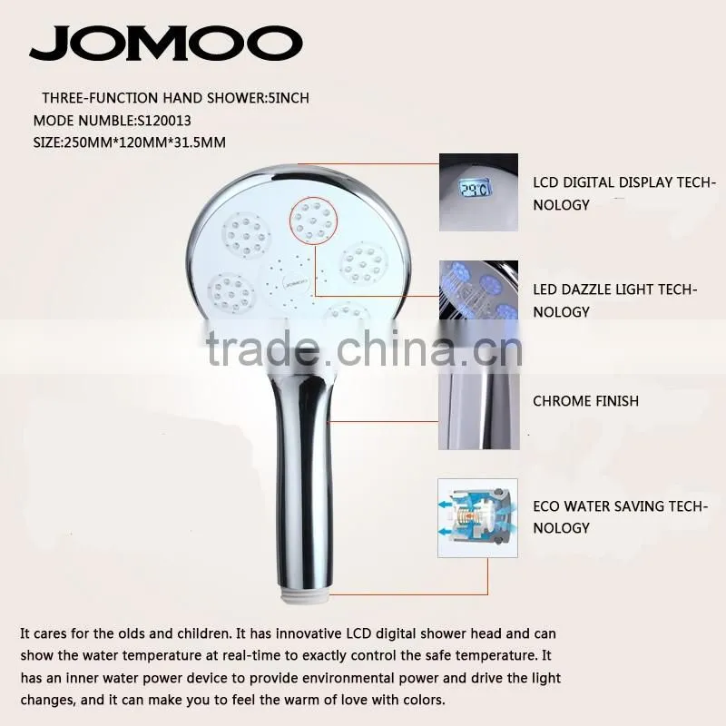 JOMOO LED air engry hand shower head Three-function hand shower, simple ,rain shower ,LED display,with hose