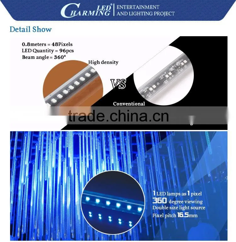 RGB LED Bright Falling Star LED Christmas Tube Lights For Hotel