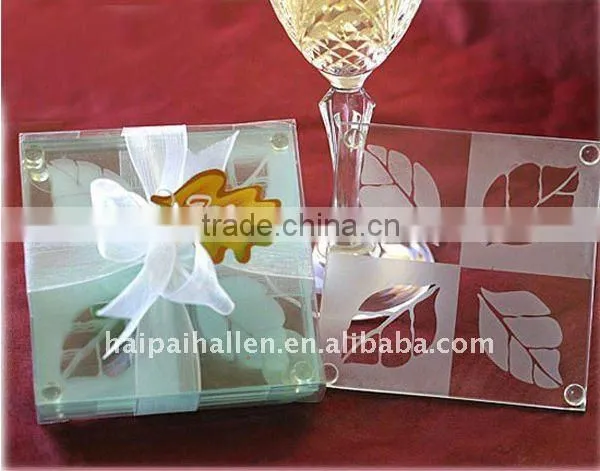 wedding favors glass coasters with sakura decorated