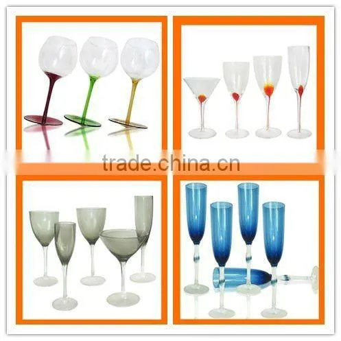 Colored drinking wine glass hand blow