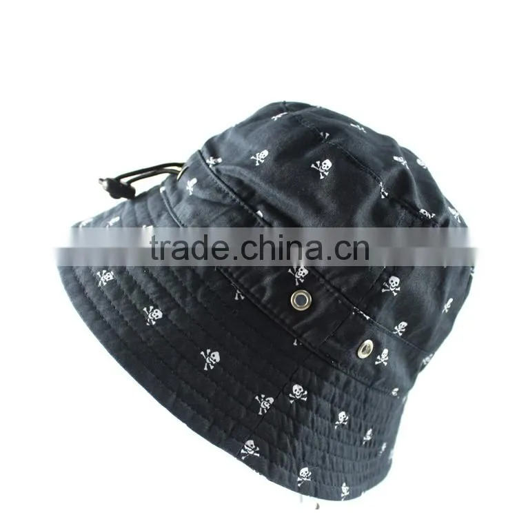 wholesale blank fabric headwear bucket hat with white dots