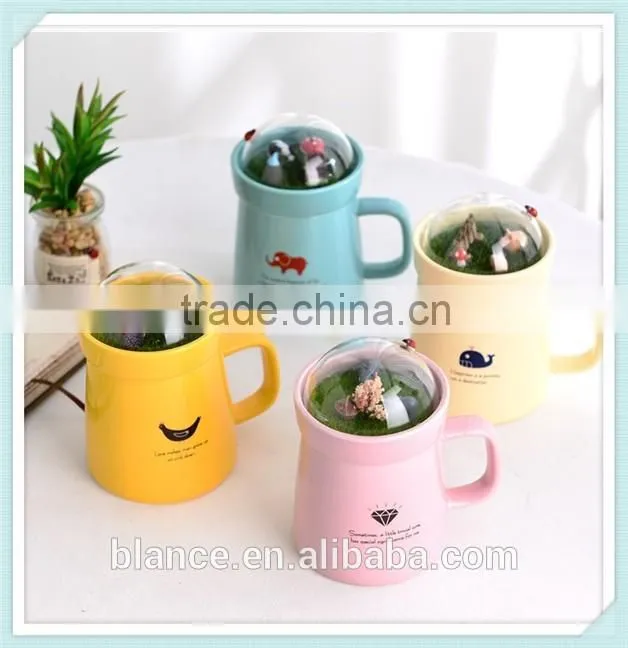 funny ceramic mug with forest in lid