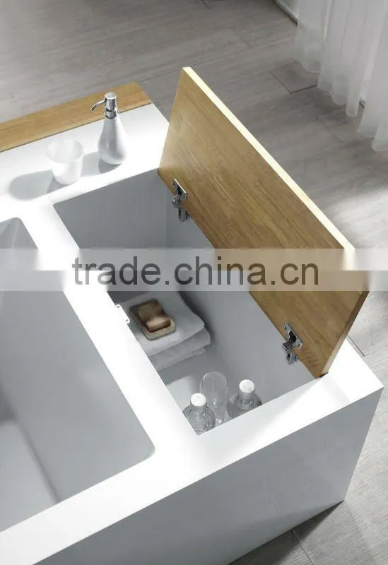 stone bathtub,wood cabinet,solid stone bathtub
