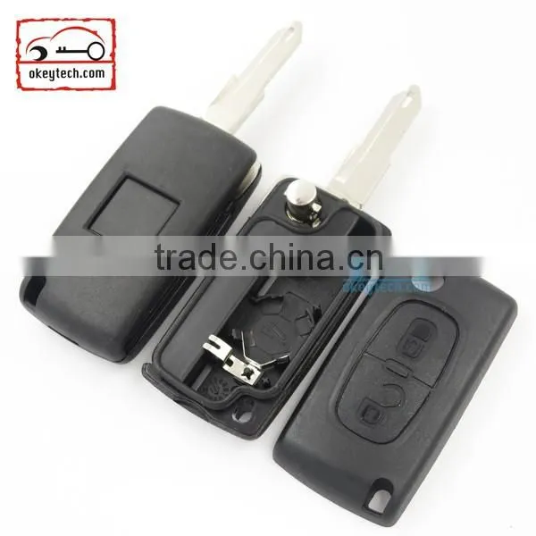 High Quatity Citroen romote flip key shell 2 button 307 blank With battery place 0536 Citroen key case