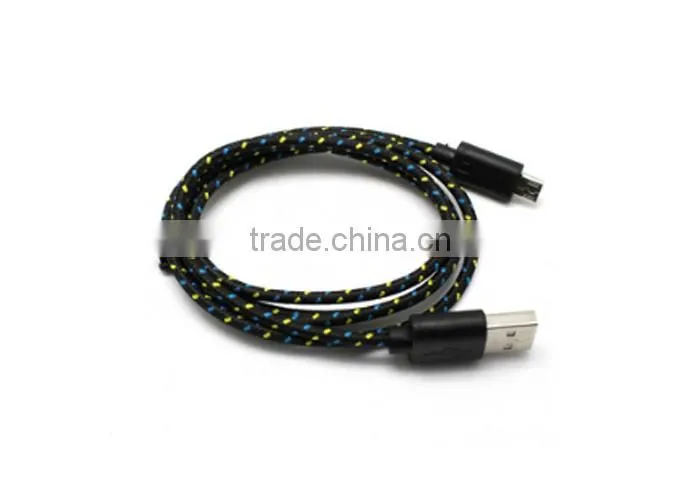 Mike V8 braided wire micro usb charging cable for Samsung 1m length red.blue,green,black
