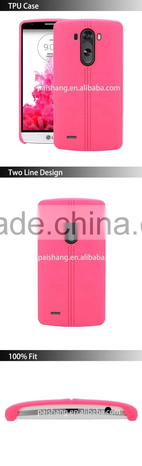 High quality phone accessories soft TPU leather pattern finish mobile case phone back cover for LG G3