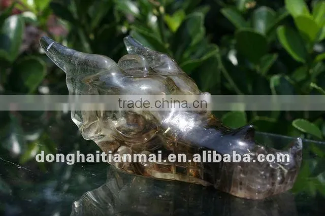 wholesale unique yellow crystal dragon headnature citrine dragon head