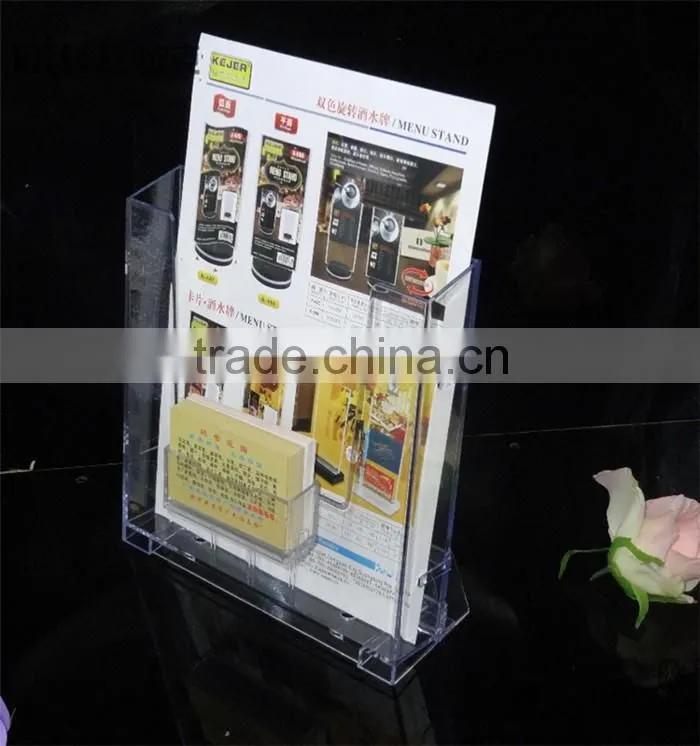Custom wholesale acrylic brochure holder with business card holder
