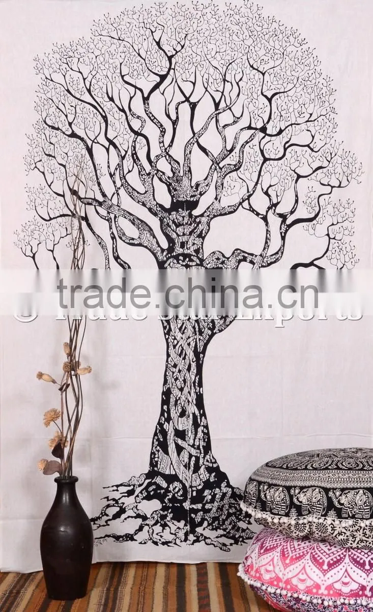 Tree Of Life Wall Art Bohemian Indian Cotton Wall Hangings Gypsy Tapestry