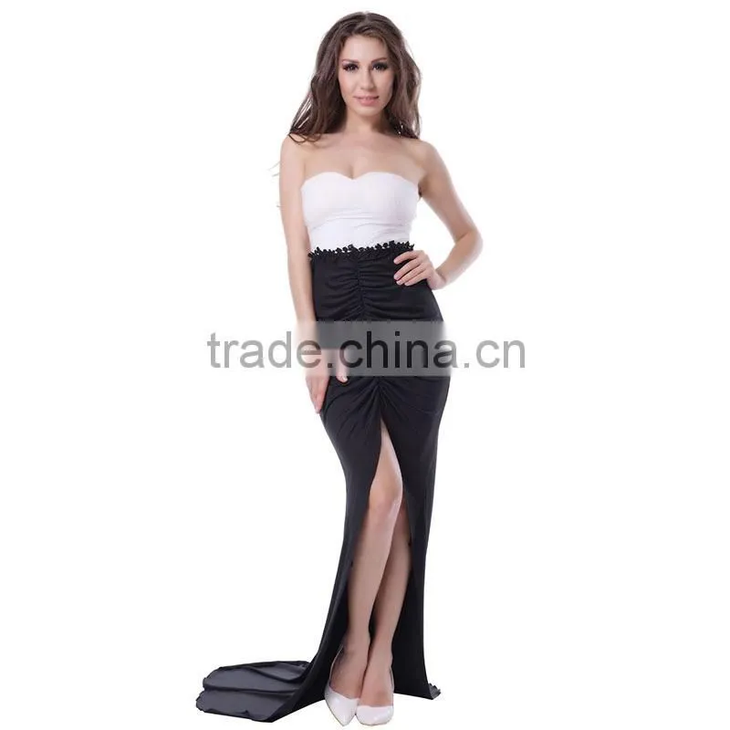 Professional printed floor length adult women party wear no strap sexy evening dress xxxl