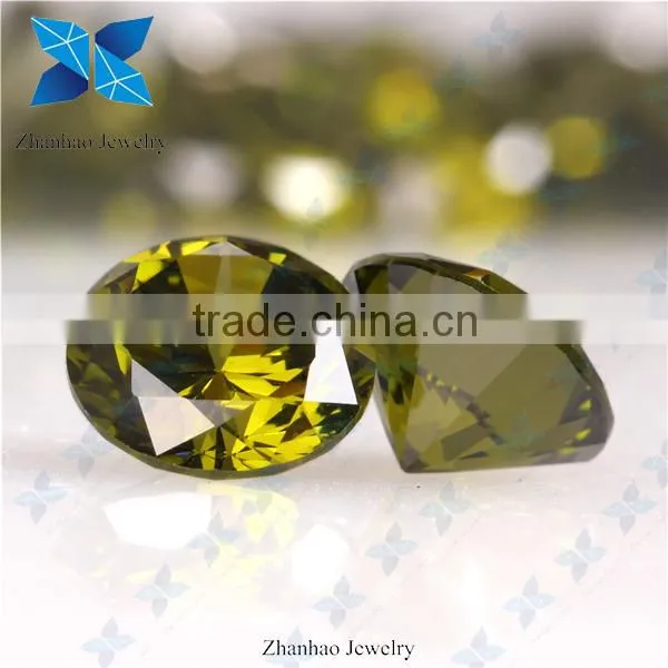 Raw material dark peridot loose cubic zirconia stone for jewelry