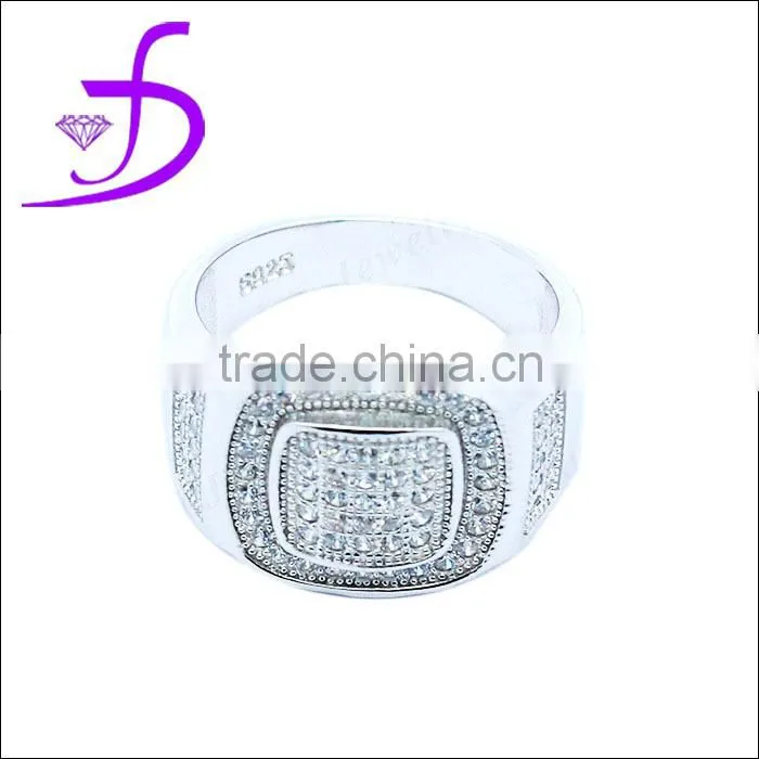China factory wholesale micro pave zircon 925 silver high quality men ring