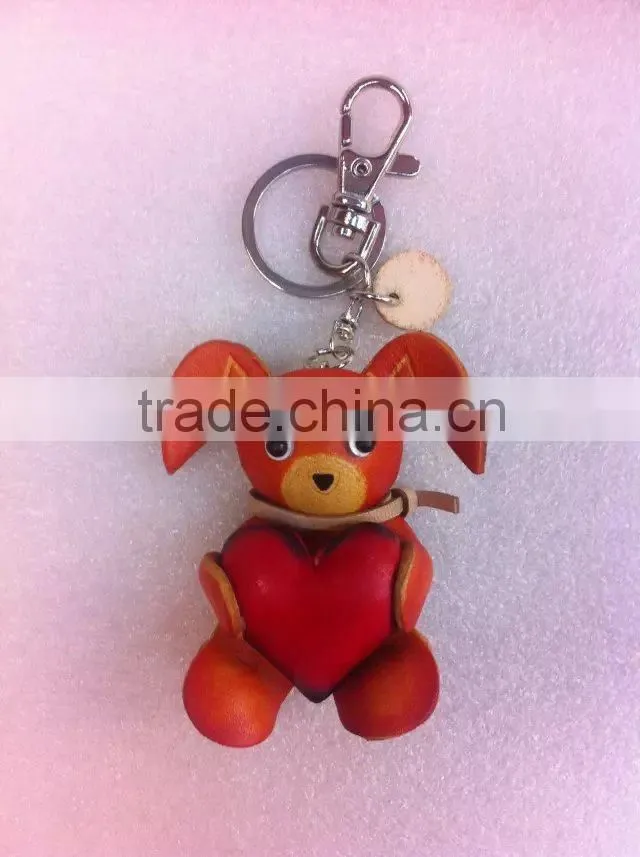 Wholesale promotion personal Handmade Soft leather animal key chain