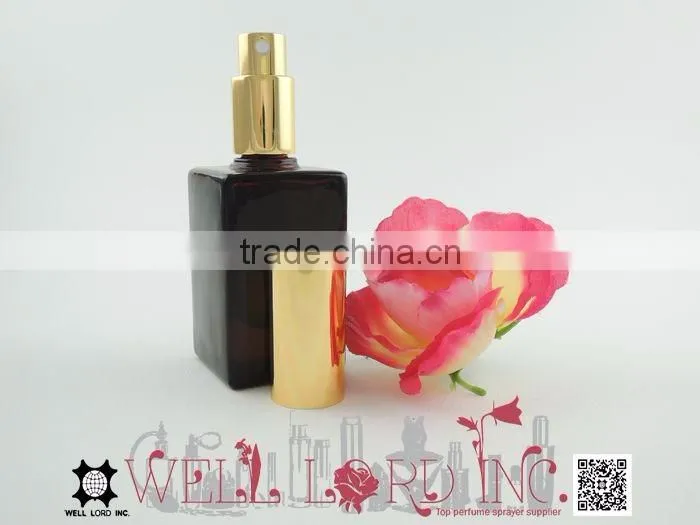 45ml amazing dark red square empty glass bottle with pump sprayer